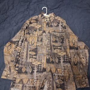 Panhandle Slim Geometric Patterned Jacket in Brown and Tan